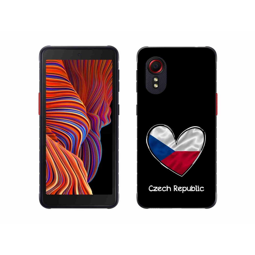 Gélový kryt mmCase na Samsung Galaxy Xcover 5 - vlajka srdca čierne pozadie