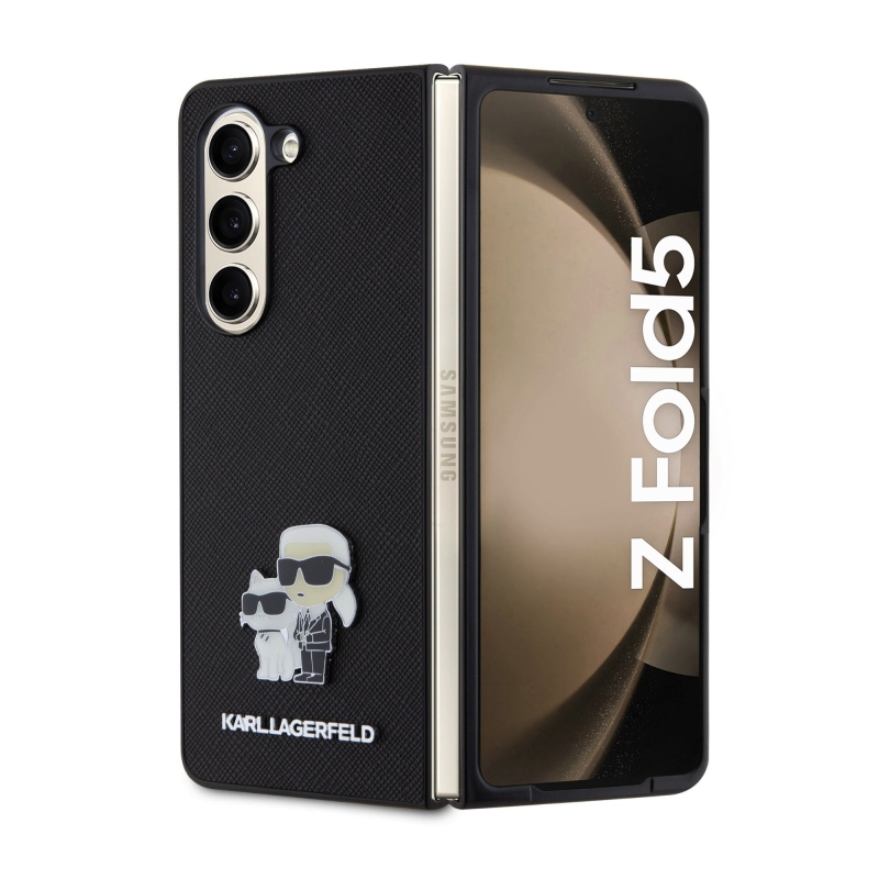 Karl Lagerfeld PU Saffiano Karl and Choupette NFT Zadný Kryt pre Samsung Galaxy Z Fold 5 Black