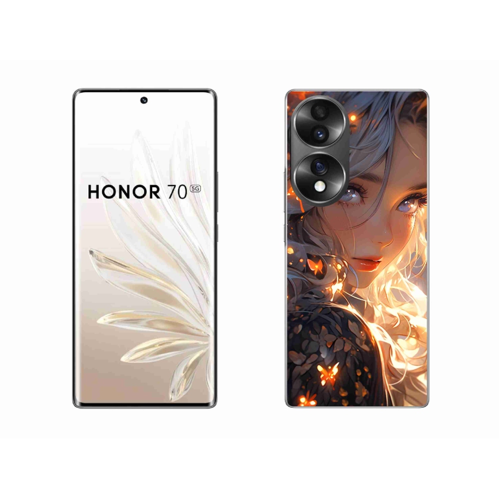 Gélový kryt mmCase na Honor 70 - dievča a motýle