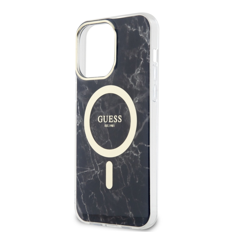 Guess IML Marble MagSafe Zadný Kryt pre iPhone 13 Pro Max Black