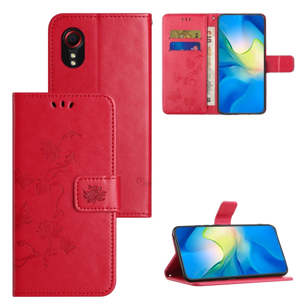 Flower knižkové púzdro na Samsung Galaxy Xcover 7 - červené