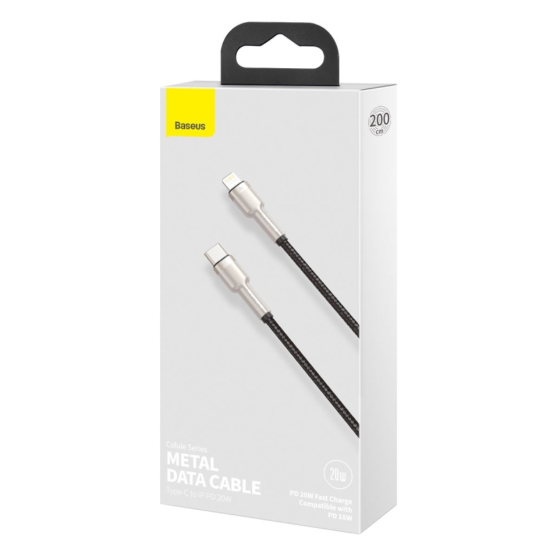 Baseus Cafule Metal Series Dátový Kábel USB-C - Lighting 20W 2m Black
