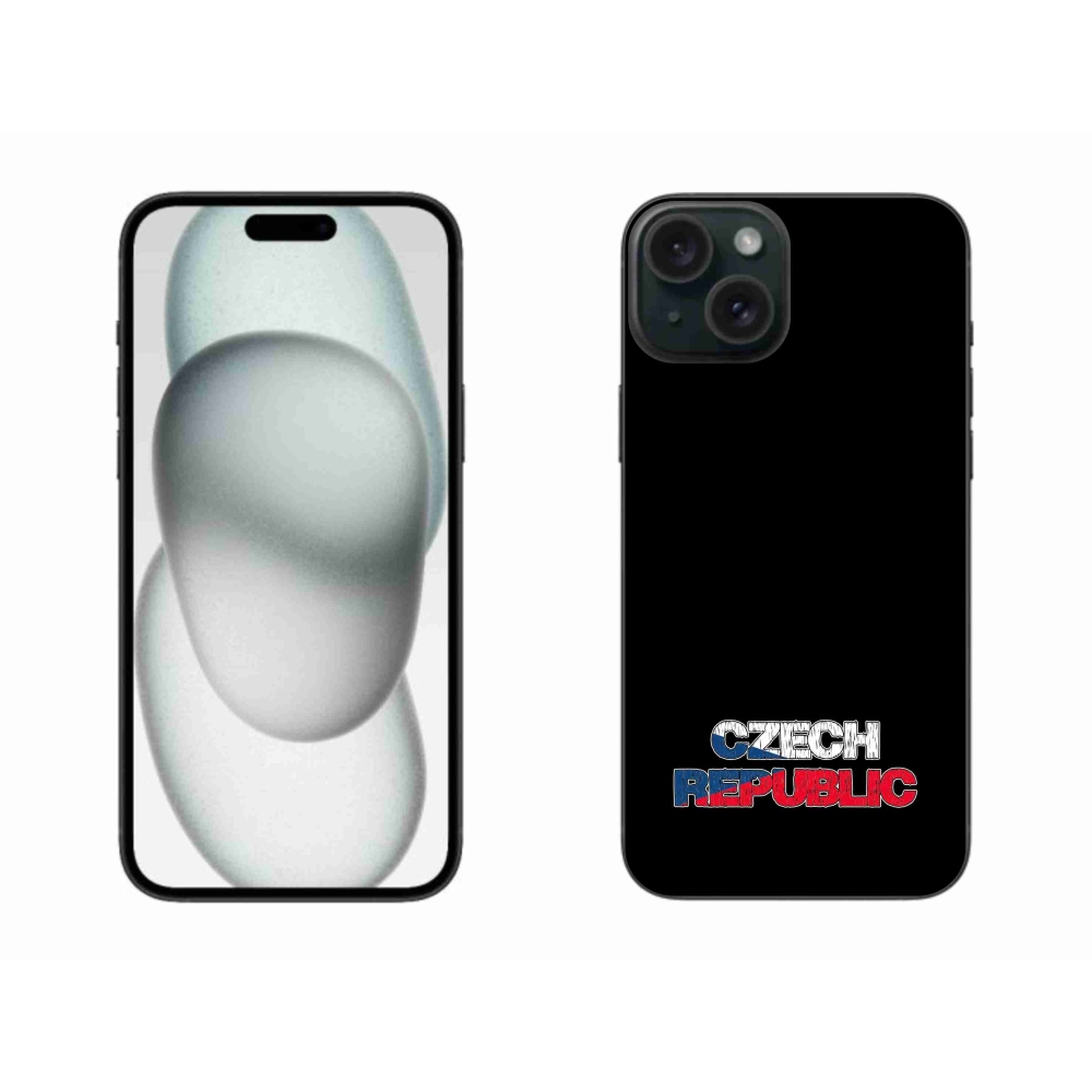 Gélový kryt mmCase na iPhone 15 Plus - Czech Republic čierne pozadie