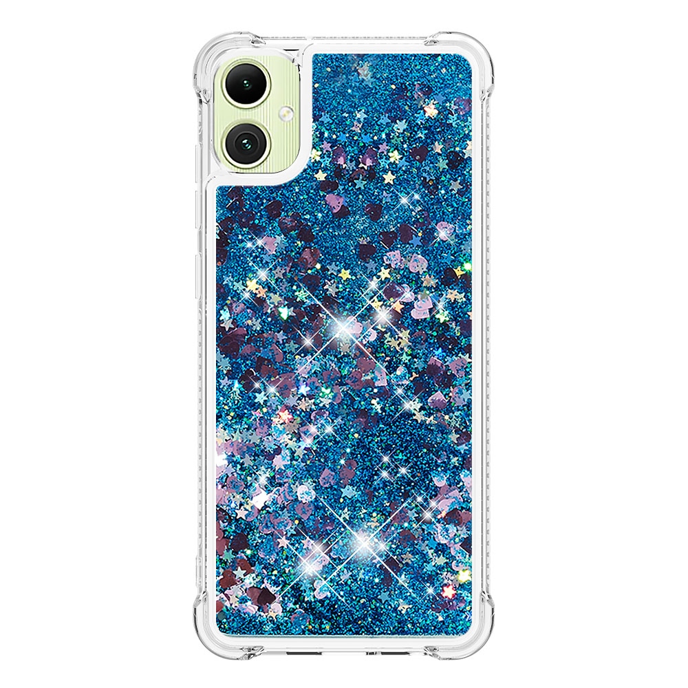 Glitter presýpací gélový obal na Samsung Galaxy A07 4G - modrý/srdiečka