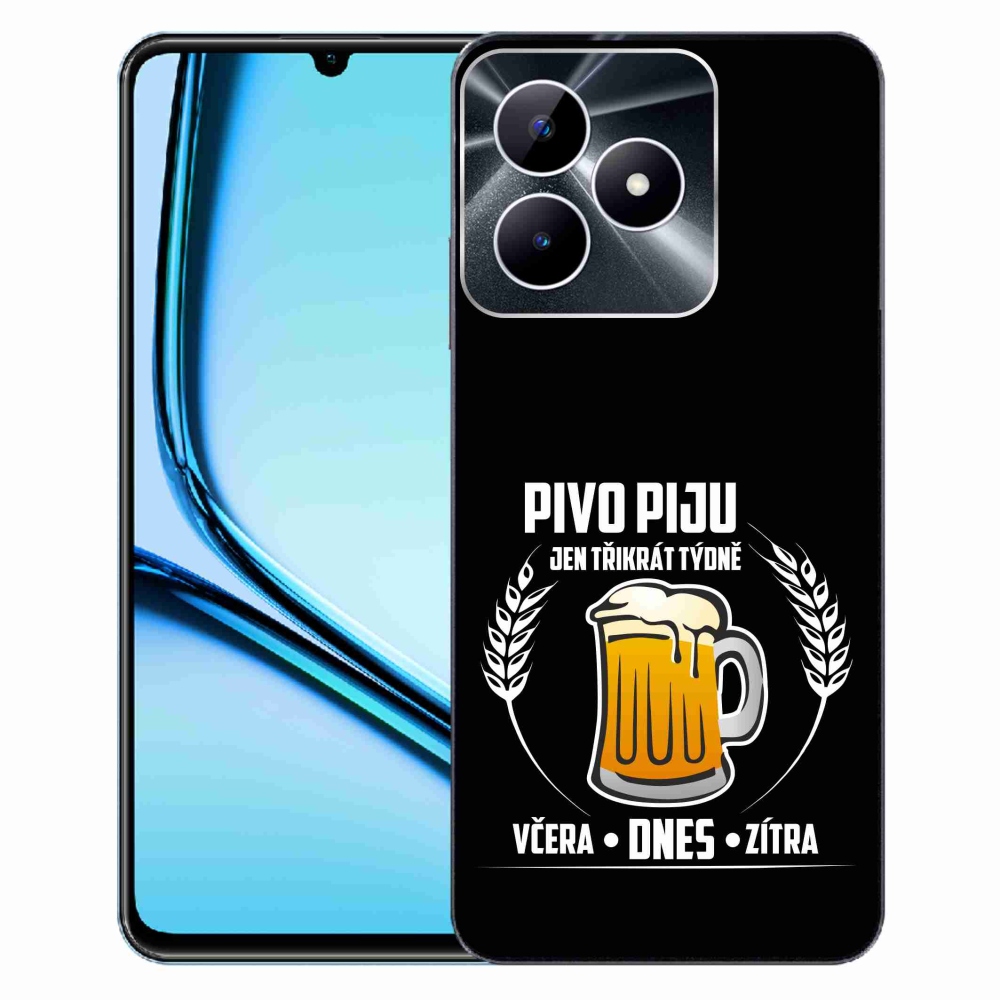 Gélový kryt mmCase na Realme Note 50 - pivný motív čierne pozadie