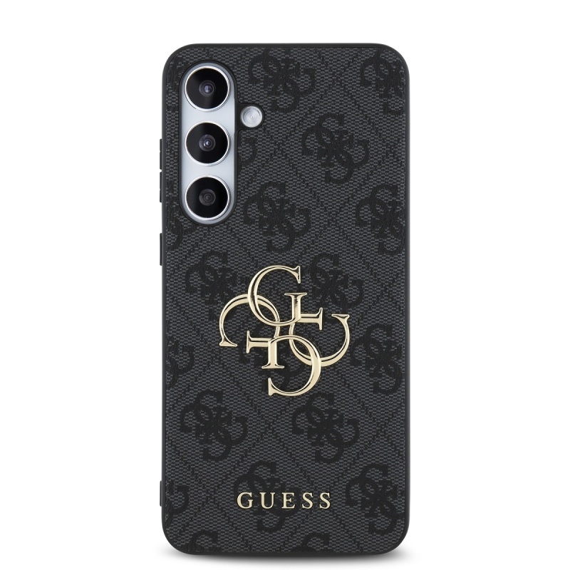 Guess PU 4G Metal Logo Zadní Kryt pre Samsung Galaxy S24 FE Grey