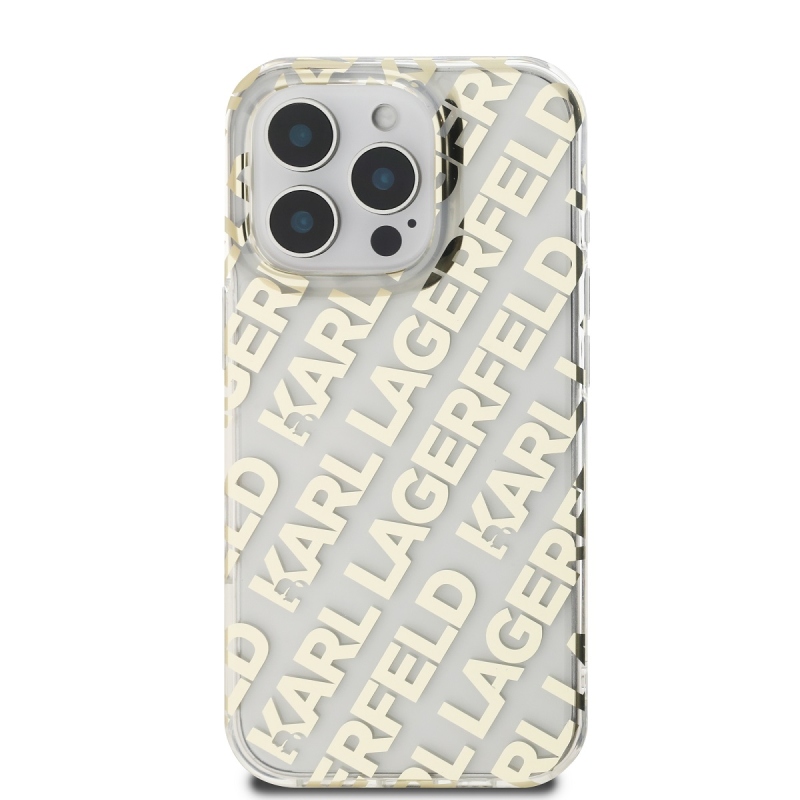 Karl Lagerfeld IML Electroplated Repeated Logo Zadný Kryt pre iPhone 16 Pro Gold
