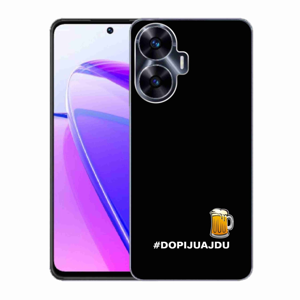 Gélový kryt mmCase na Realme C55 - pivný motív 1 čierne pozadie