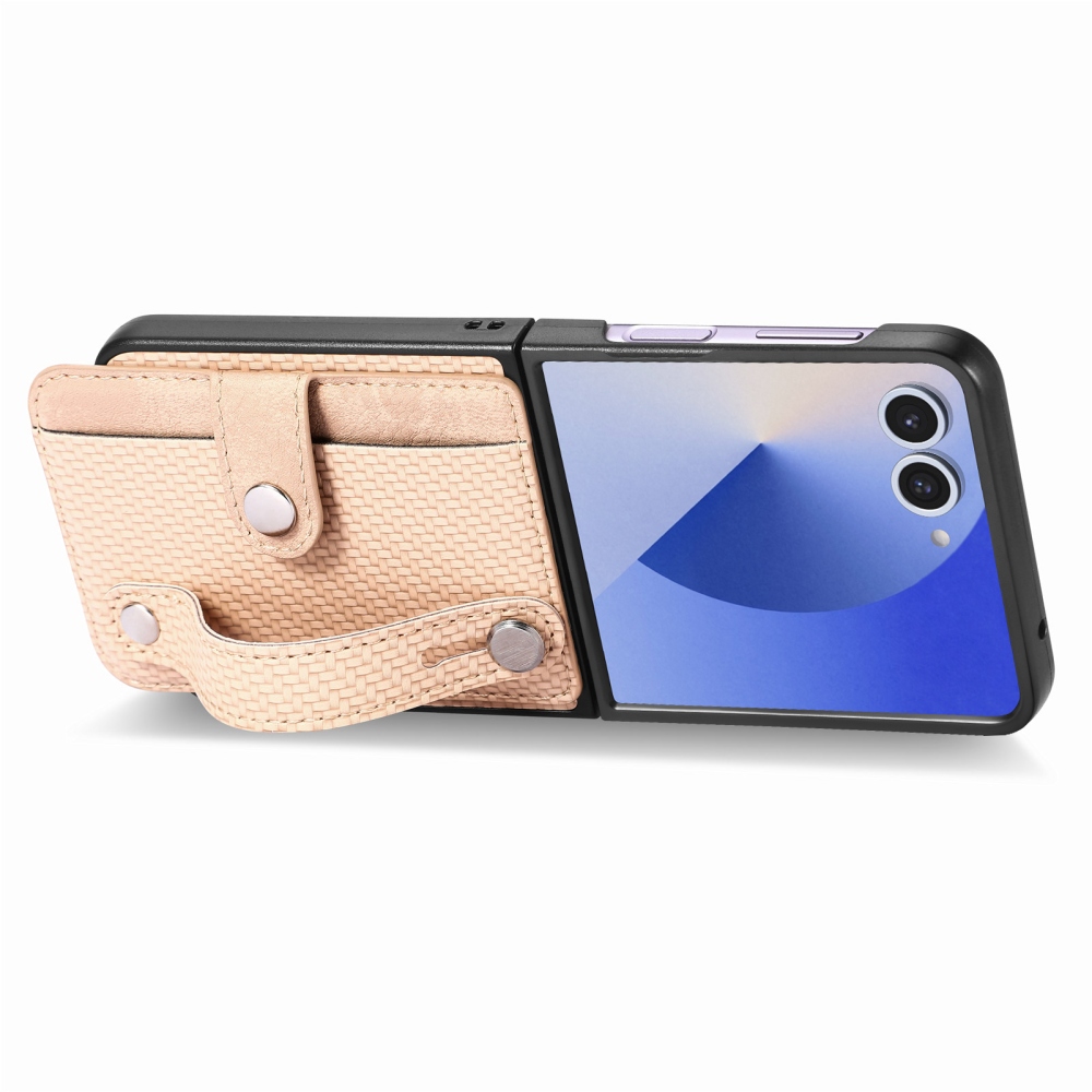 Wrisat plastový kryt s umelou kožou na Samsung Galaxy Z Flip7 5G - khaki