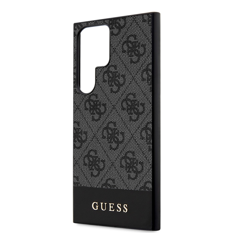 Guess PU 4G Stripe Zadný Kryt pre Samsung Galaxy S24 Ultra Grey