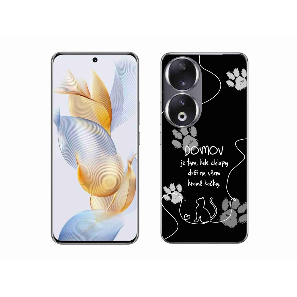 Gélový kryt mmCase na Honor 90 - mačacie motív čierne pozadie