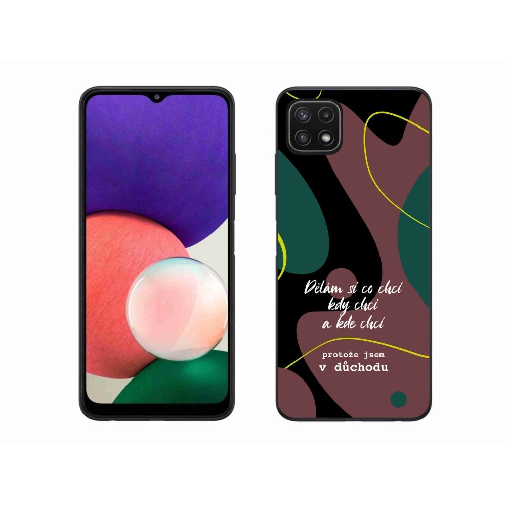 Gélový kryt mmCase na Samsung Galaxy A22 5G - vtipný text 10 čierne pozadie