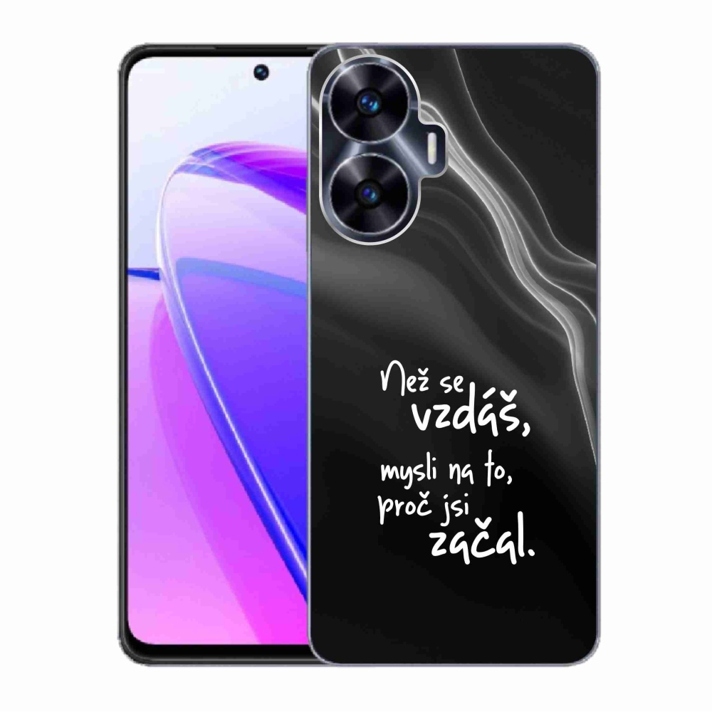 Gélový kryt mmCase na Realme C55 - citát 2 čierne pozadie