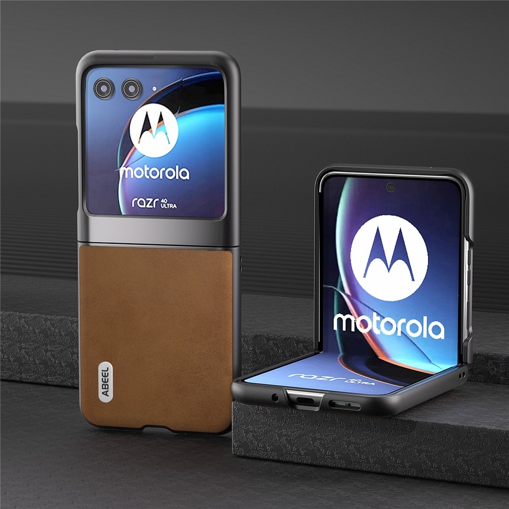 ABEEL plastový obal s pevným chrbtom na Motorola Razr 40 Ultra 5G - hnedý