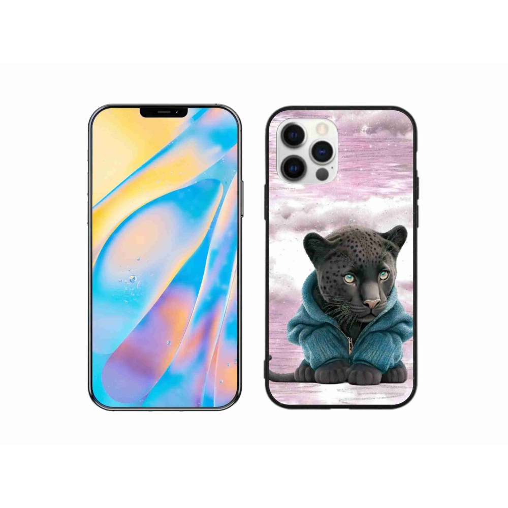 Gélový kryt mmCase na iPhone 12 - čierny panter vo svetri