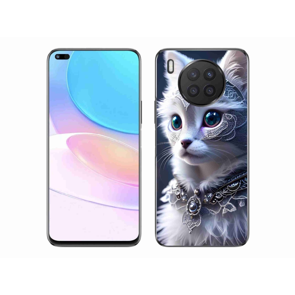 Gelový kryt mmCase na Huawei Nova 8i - bílá kočka