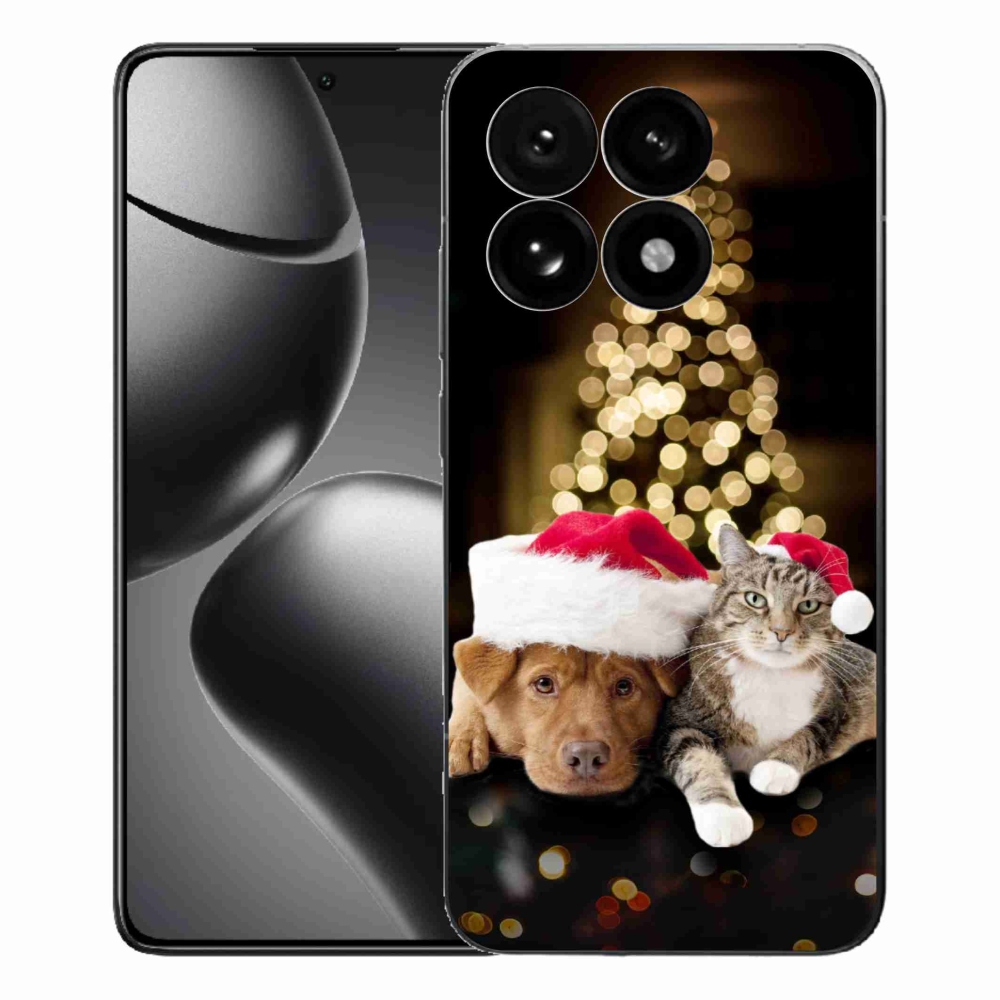 Gélový kryt mmCase na Xiaomi 15T - vianočný pes a mačka