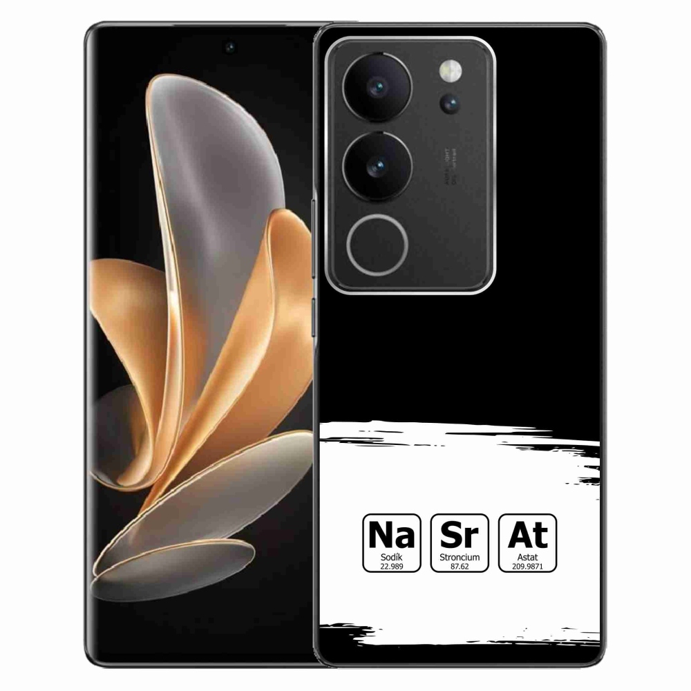 Gélový kryt mmCase na Vivo V29 5G - chemické prvky bieločierne pozadie
