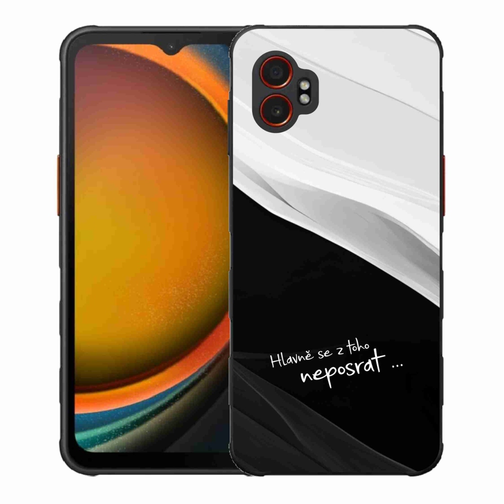 Gélový kryt mmCase na Samsung Galaxy Xcover 7 Pro - vtipný text 13 čiernobiele pozadie