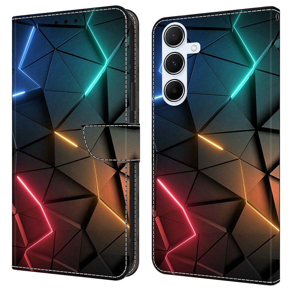 Firmly knižkové púzdro na Samsung Galaxy A17 5G/A26 5G - neónové trojuholníky