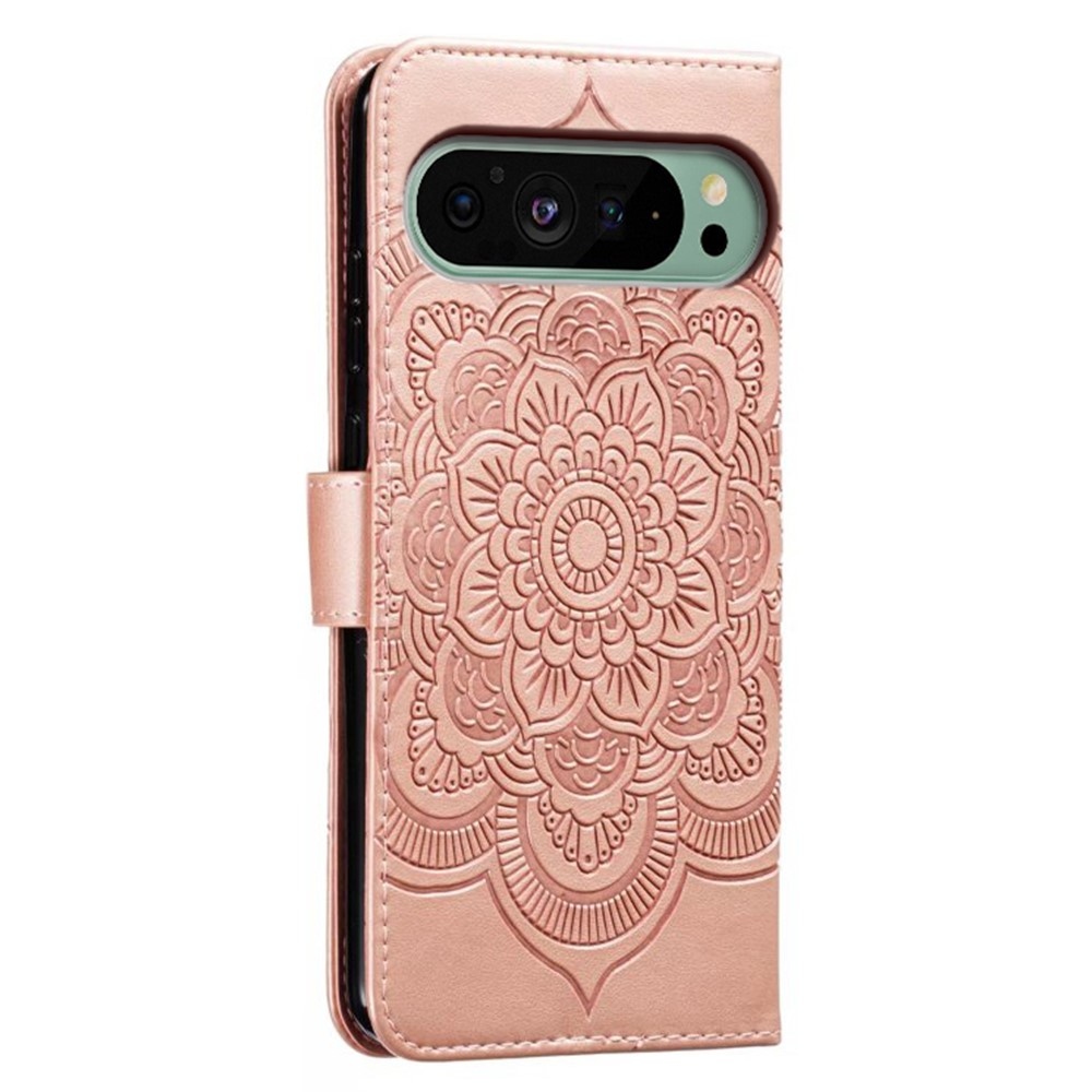 Mandala knižkové puzdro na Google Pixel 10 Pro/Pixel 10/9 Pro/9 - ružovozlaté