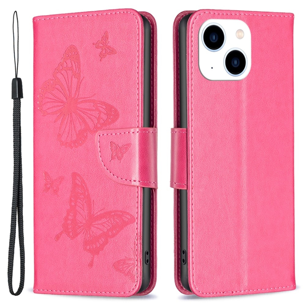 Butterfly knižkové puzdro na iPhone 15 - rose