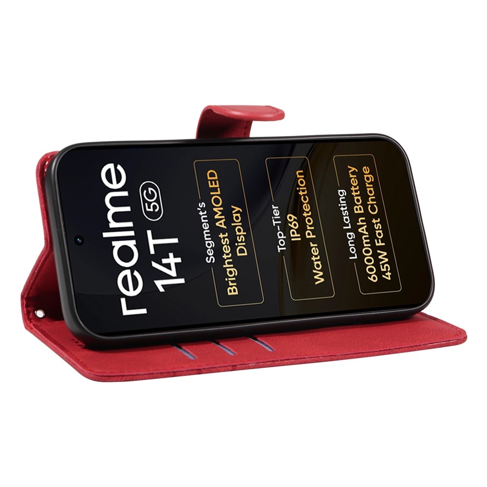 Curved knižkové puzdro na Realme 14 5G/14T 5G - červené