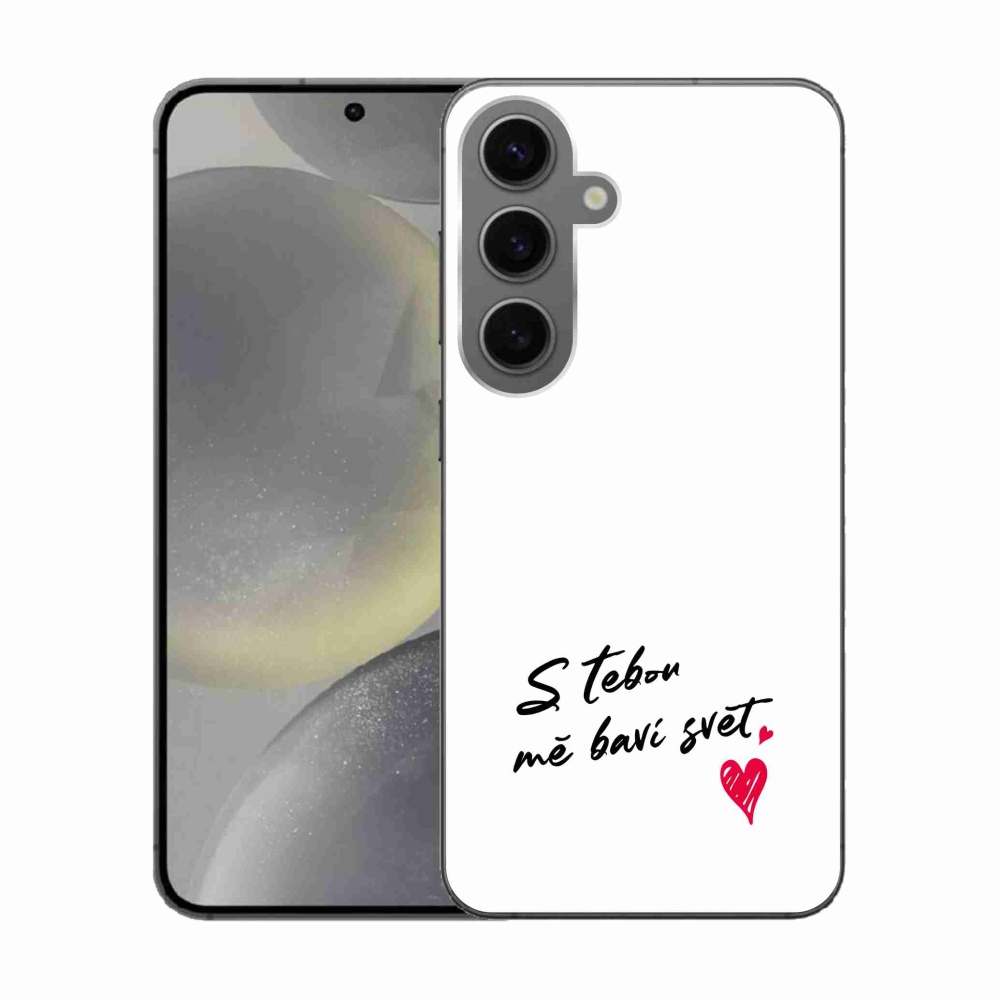 Gélový kryt mmCase na Samsung Galaxy S24 - zamilovaný text 1 biele pozadie