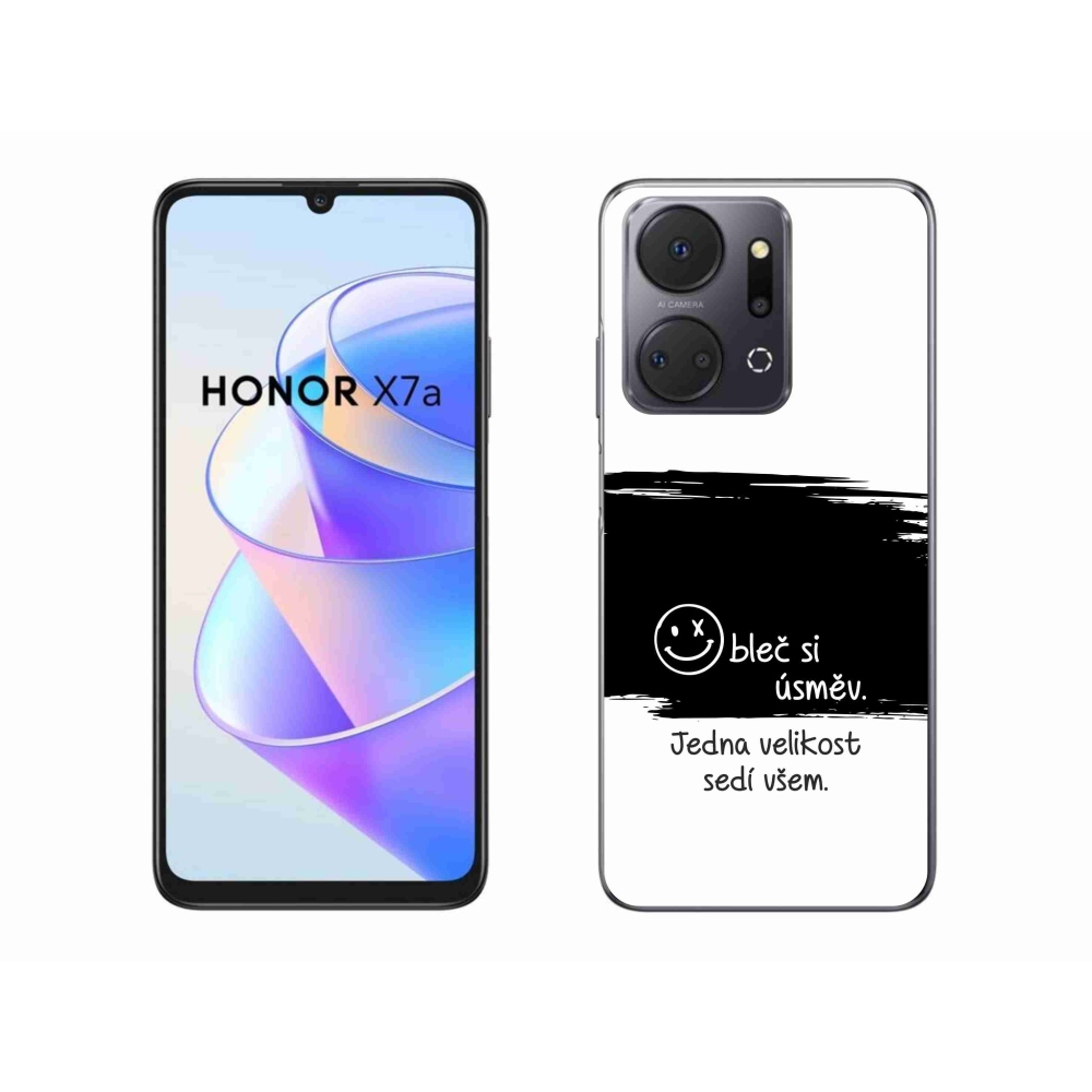 Gélový kryt mmCase na Honor X7a - vtipný text 8 čiernobiele pozadie
