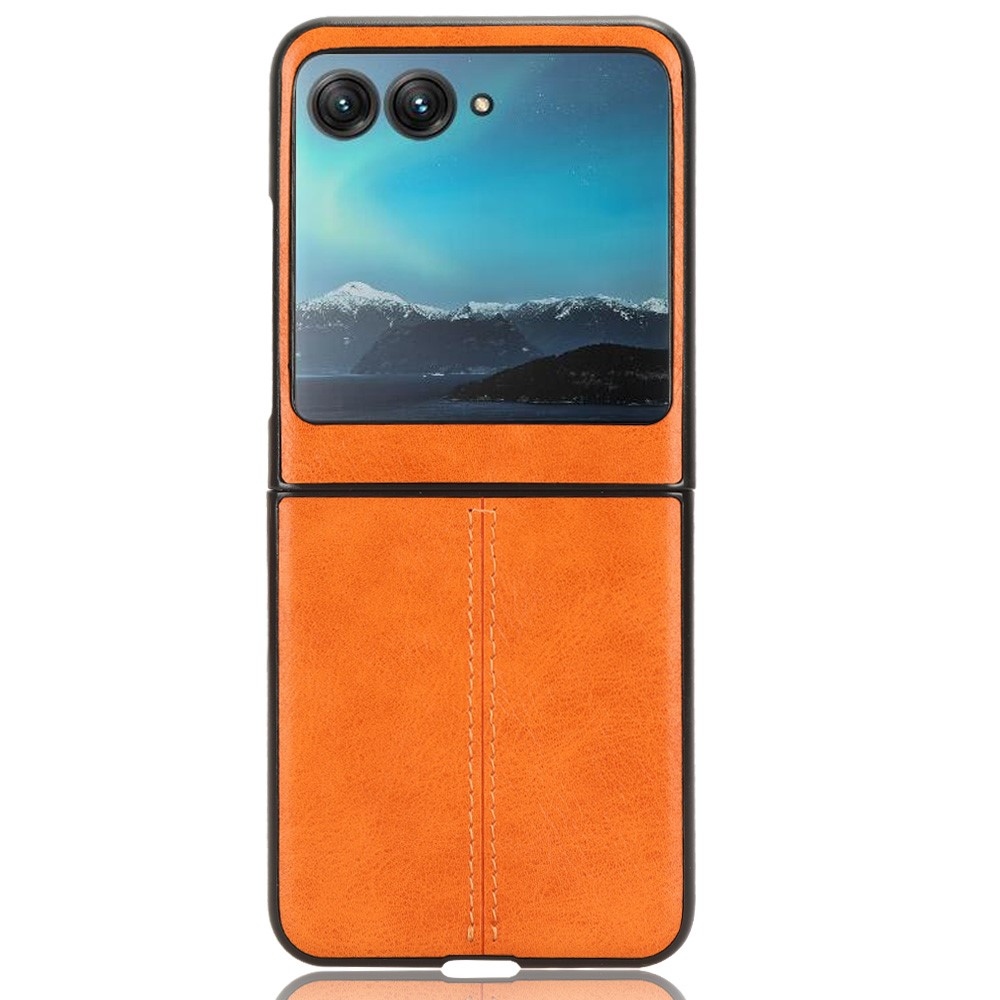 Vintages plastový kryt s umelou kožou na Motorola Razr 40 Ultra 5G - oranžový
