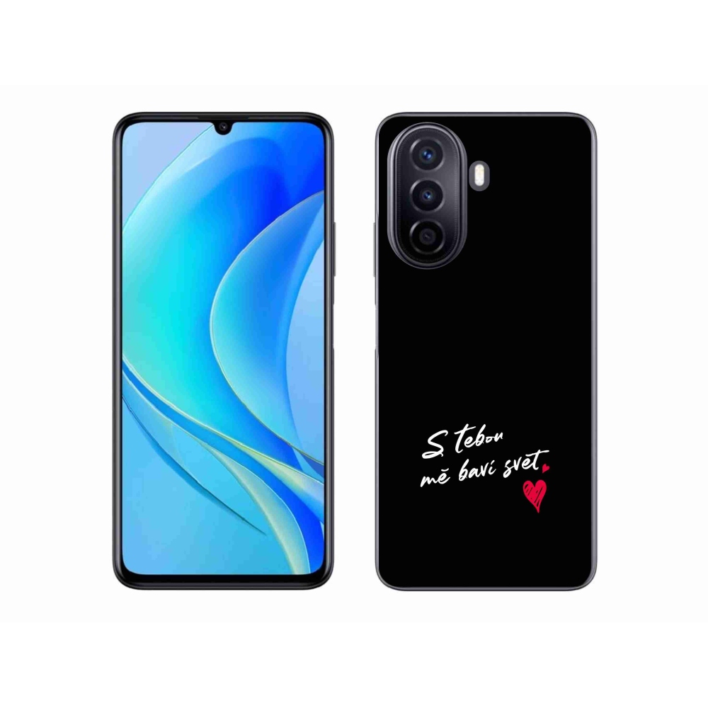 Gélový kryt mmCase na Huawei Nova Y70 - zamilovaný text 1 čierne pozadie