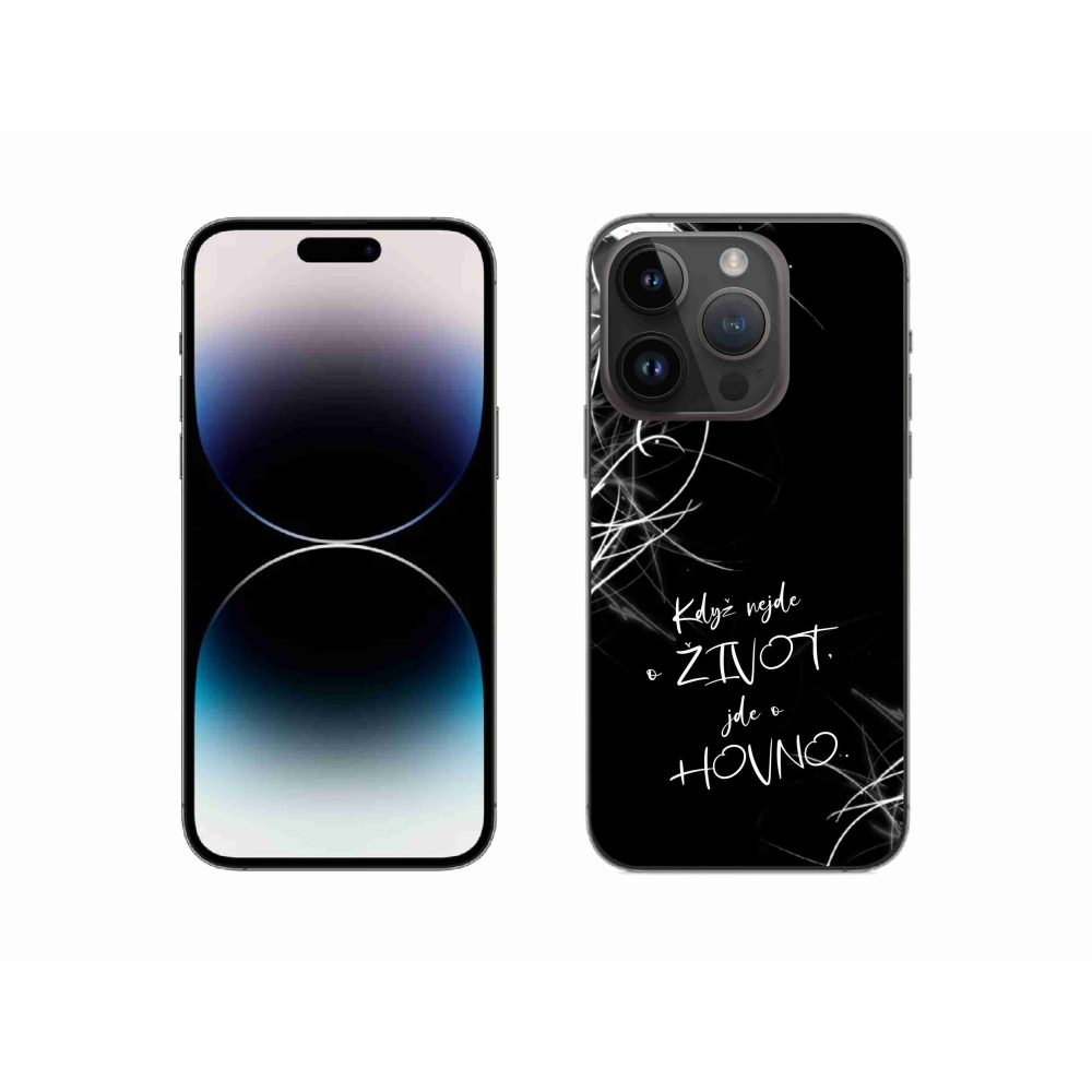 Gélový kryt mmCase na iPhone 14 Pro 6.1 - vtipný text 16 čierne pozadie
