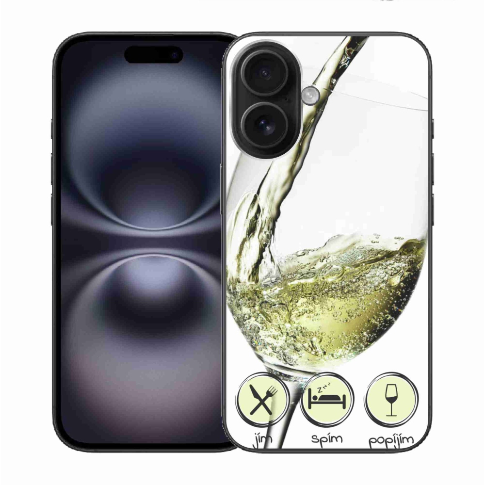 Gélový obal mmCase na iPhone 16 - pohár vína bielej