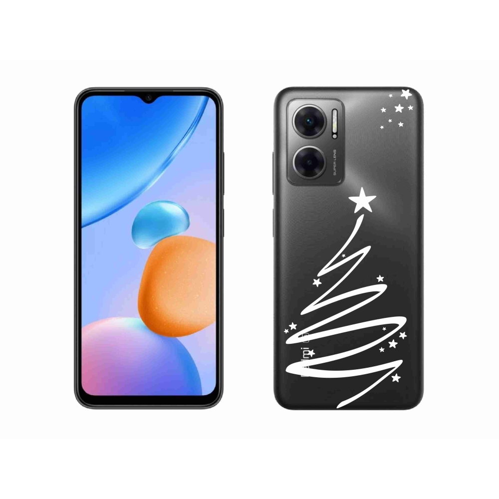 Gélový kryt mmCase na Xiaomi Redmi 10 5G - biely stromček na priehľadnom pozadí