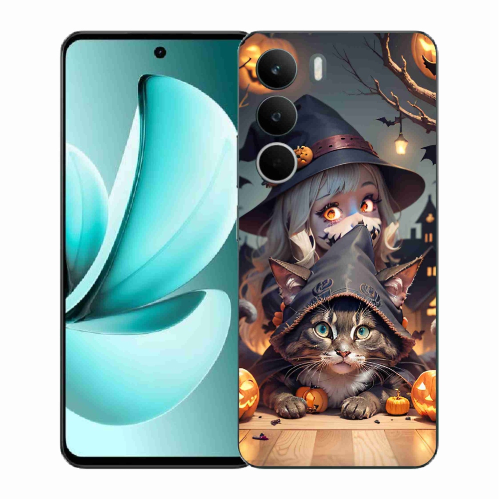 Gélový kryt mmCase na Realme C71 - čarodejnica s mačkou