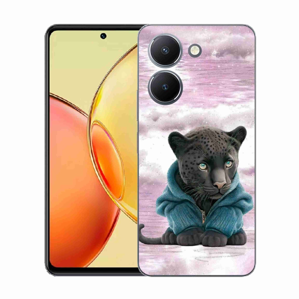 Gélový kryt mmCase na Vivo Y36 - čierny panter vo svetri