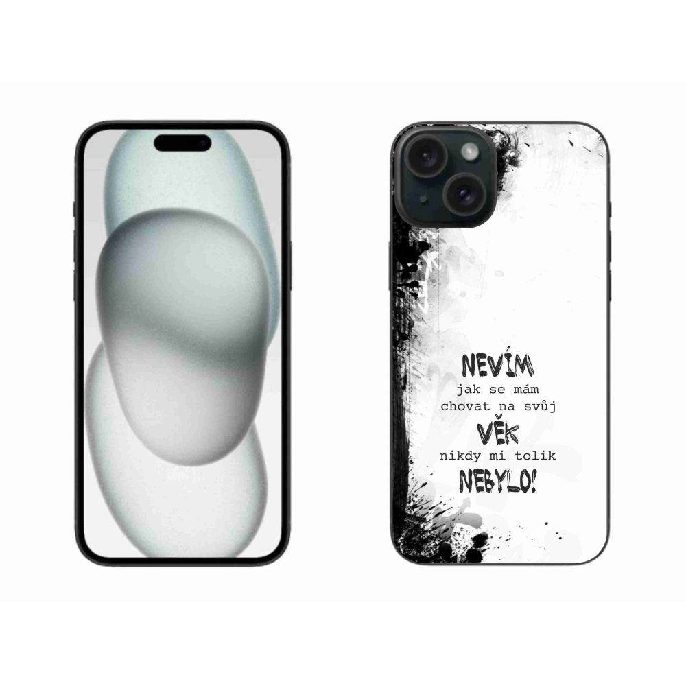 Gélový kryt mmCase na iPhone 15 Plus - vtipný text 14 biele pozadie