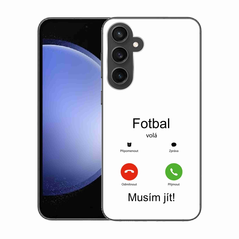 Gélový kryt mmCase na Samsung Galaxy S23 FE - futbal volá biele pozadie