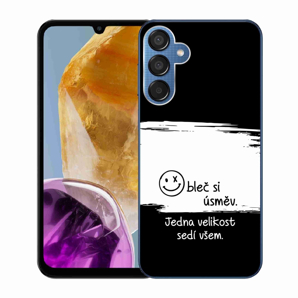 Gélový kryt mmCase na Samsung Galaxy M15 5G - vtipný text 8 bieločierne pozadie