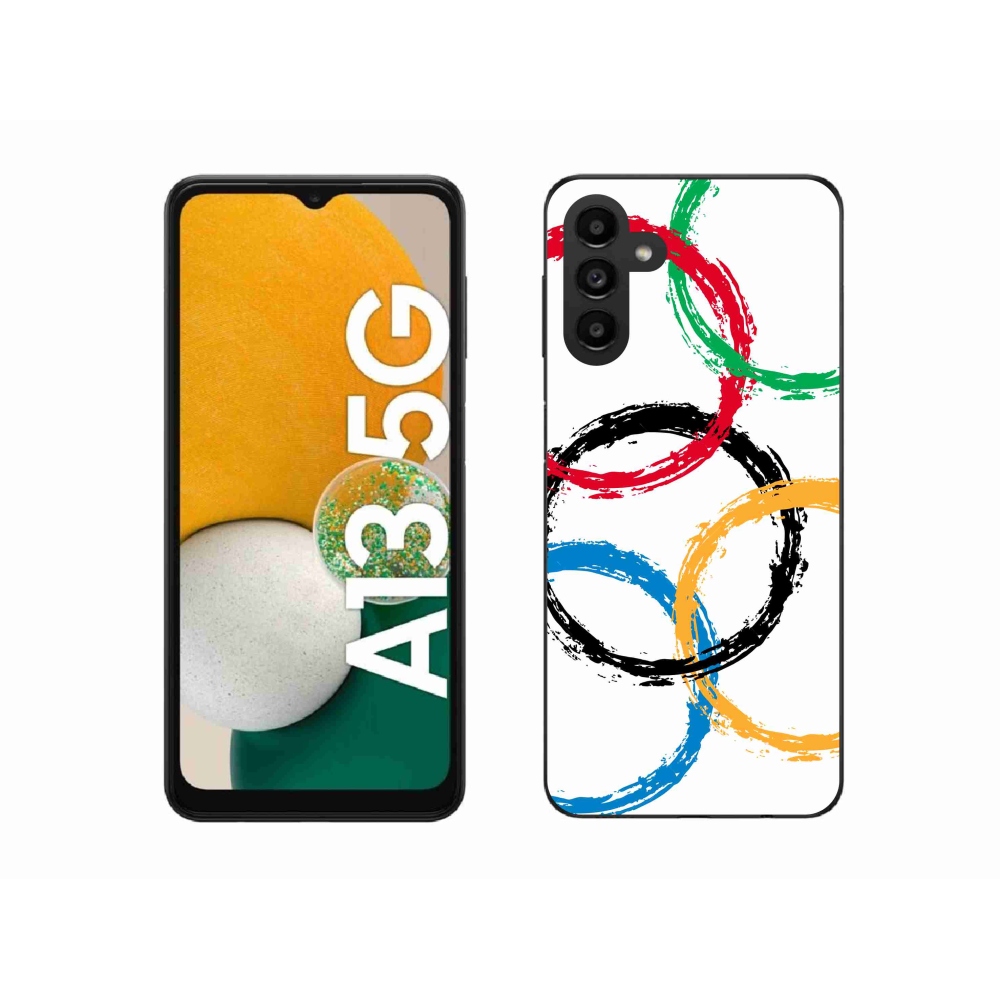 Gélový kryt mmCase na Samsung Galaxy A13 5G - olympijské kruhy biele pozadie