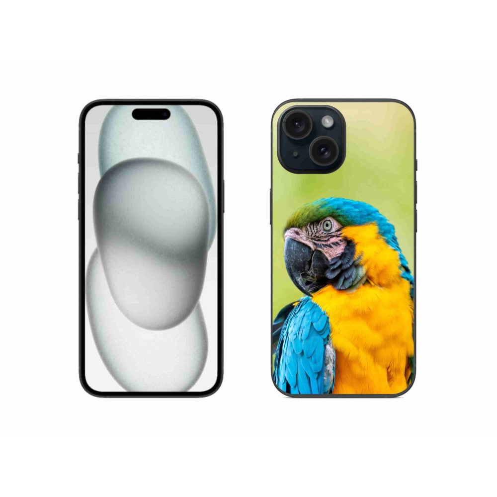 Gélový obal mmCase na iPhone 15 - papagáj ara 2