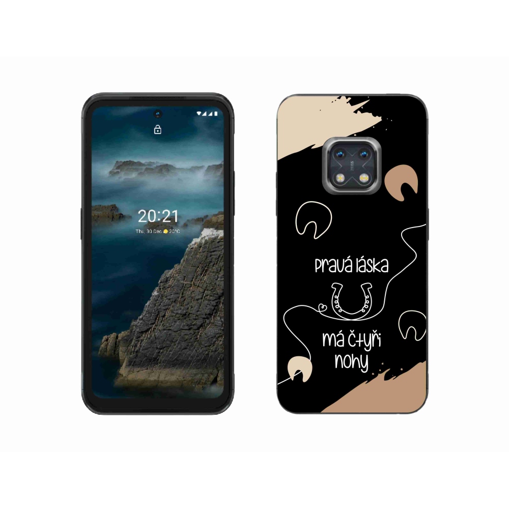 Gélový kryt mmCase na Nokia XR20 - konský motív čierne pozadie