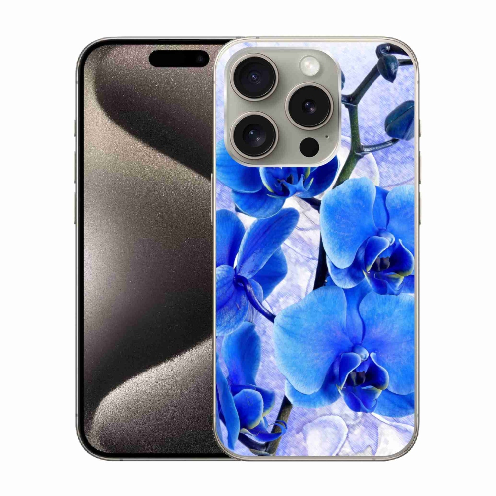 Gélový kryt mmCase na iPhone 15 Pro - modré kvety