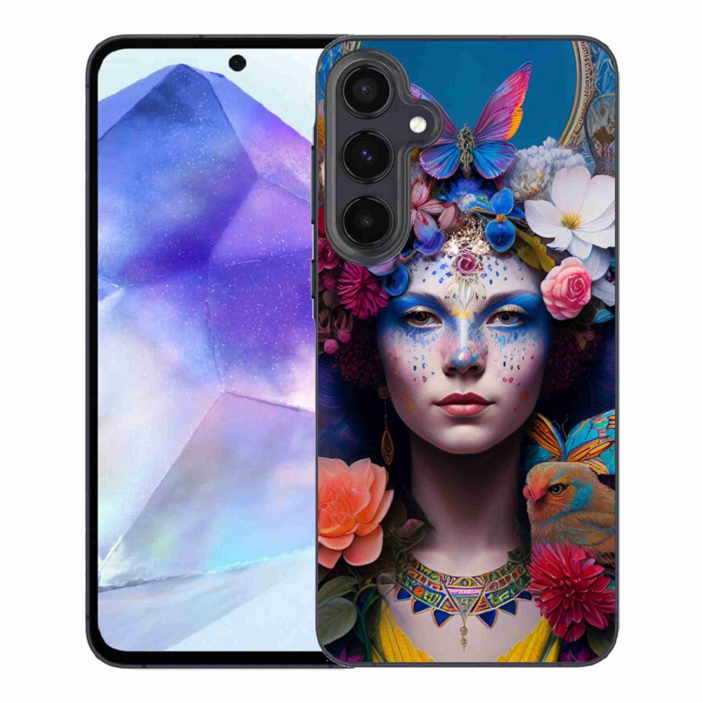 Gélový kryt mmCase na Samsung Galaxy A55 5G - žena s kvetinami