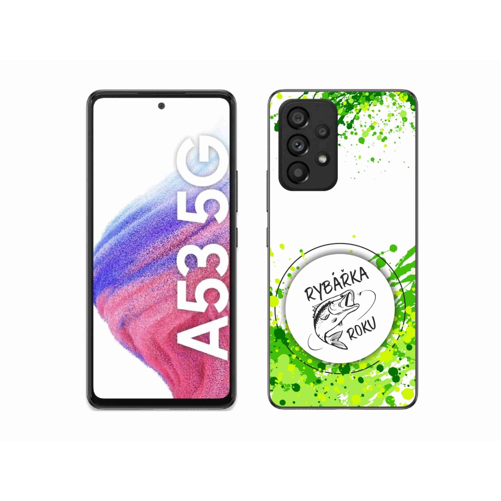 Gélový kryt mmCase na Samsung Galaxy A53 5G - rybárka roku biele pozadie