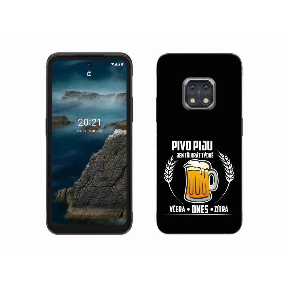 Gélový kryt mmCase na Nokia XR20 - pivný motív čierne pozadie