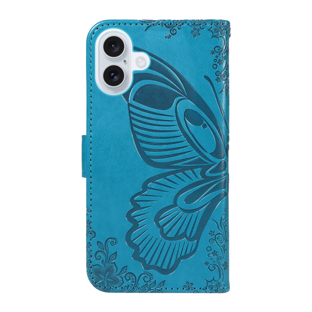 Floral Butterfly knižkové púzdro na iPhone 17 - modré