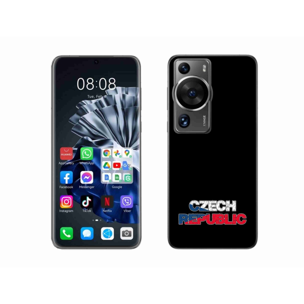 Gélový kryt mmCase na Huawei P60 Pro - Czech Republic čierne pozadie