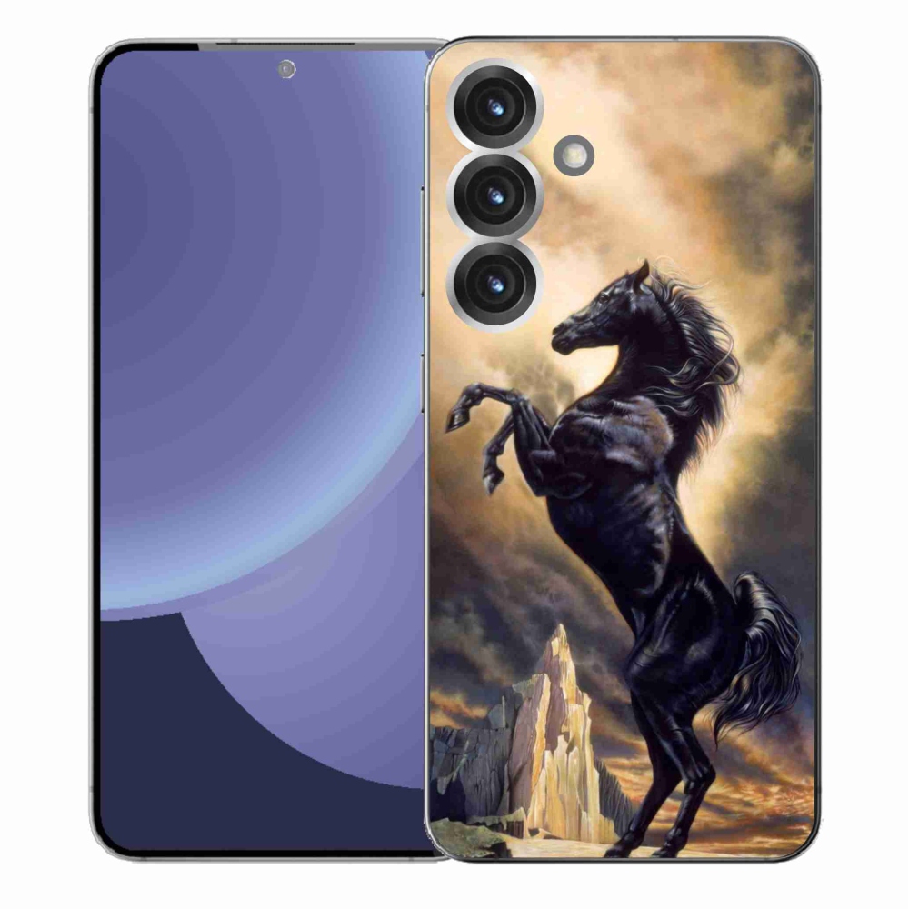 Gélový kryt mmCase na Samsung Galaxy S25+ - čierny kreslený kôň