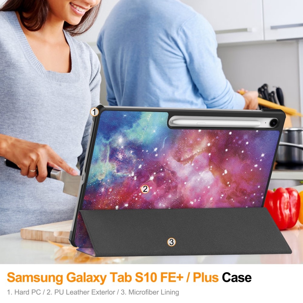 Patte chytré zatváracie púzdro na Samsung Galaxy Tab S10 FE+ - vesmír